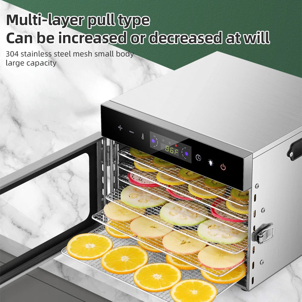 Dehydrators for Food and Jerky with 24H Timer and Light, 12 Drying Racks 800W 30-90℃ Vegetable Fruit Dehydrator EU Plug