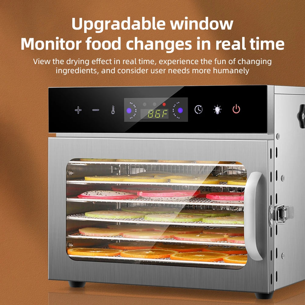 Dehydrators for Food and Jerky with 24H Timer and Light, 12 Drying Racks 800W 30-90℃ Vegetable Fruit Dehydrator EU Plug