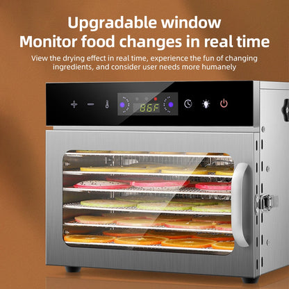 Dehydrators for Food and Jerky with 24H Timer and Light, 12 Drying Racks 800W 30-90℃ Vegetable Fruit Dehydrator EU Plug