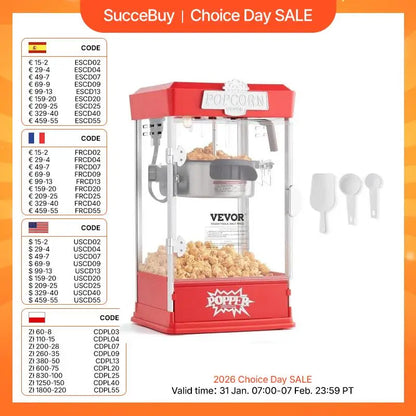 SucceBuy 4Oz Popcorn Maker Commercial Popcorn Machine Countertop Popcorn Maker Includes Tabletop Popcorn Maker 1.5 Gal per Batch
