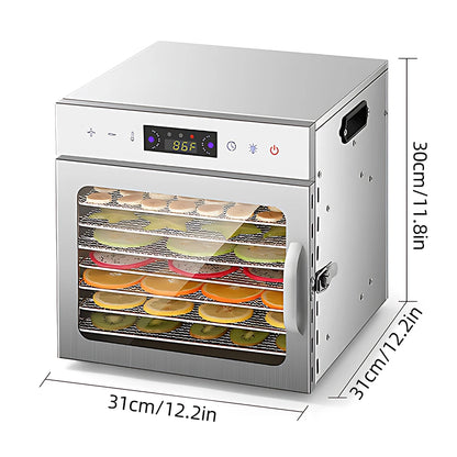Dehydrators for Food and Jerky with 24H Timer and Light, 12 Drying Racks 800W 30-90℃ Vegetable Fruit Dehydrator EU Plug