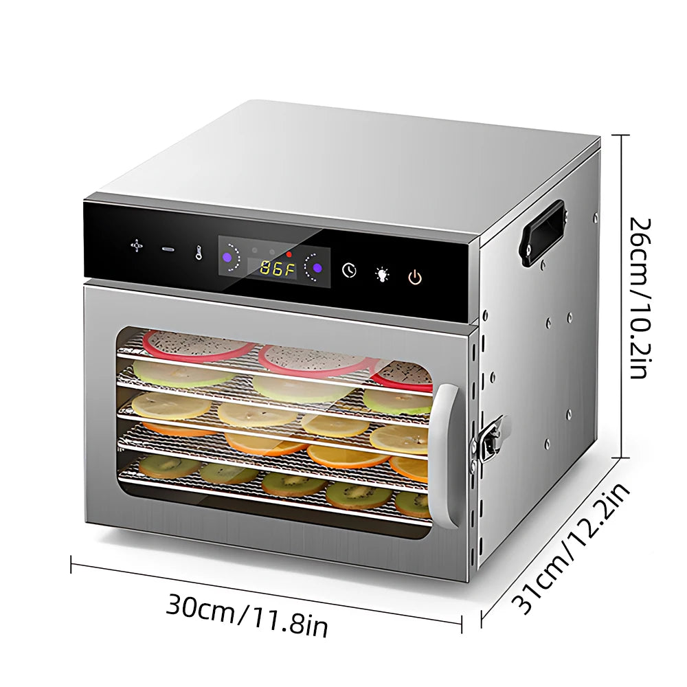 Dehydrators for Food and Jerky with 24H Timer and Light, 12 Drying Racks 800W 30-90℃ Vegetable Fruit Dehydrator EU Plug